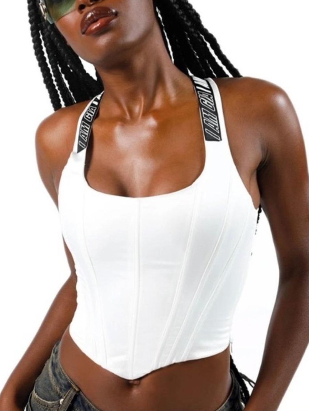 IAMGIA White Corset Top with Branded Straps